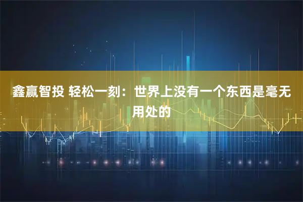 鑫赢智投 轻松一刻：世界上没有一个东西是毫无用处的